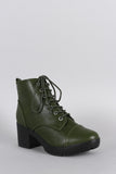 Breckelle Lug Combat Cap Toe Booties