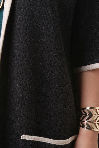 Hooded Thick Knit Slit Sweater Coat