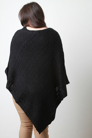 Cable Knit Asymmetrical Poncho