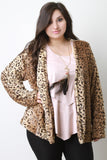 Leopard Faux Fur Open Front Jacket