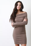 Off-The-Shoulder Ribbed Sweater Dress