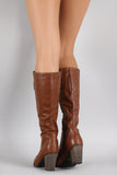 Bamboo Combat Lace Up Chunky Heeled Knee High Boots