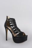 Anne Michelle Strappy Peep Toe Stiletto Platform Heel