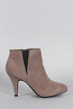 Bamboo Suede Elastic Gore Almond Toe Heeled Booties