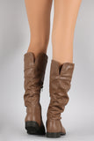 Wild Diva Lounge Slouchy Round Toe Riding Knee High Boots