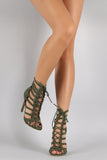 Suede Strappy Corset Lace Up Peep Toe Stiletto Heel