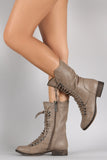 Breckelle Combat Lace Up Mid Calf Boots