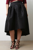 Evening Taffeta Pleated High-Low Midi Skirt