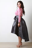 Evening Taffeta Pleated High-Low Midi Skirt