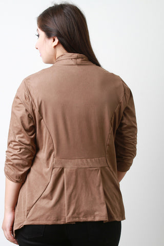 Draping Suede Quarter Sleeve Jacket