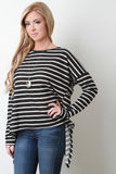 Handkerchief Hem Striped French Terry Top