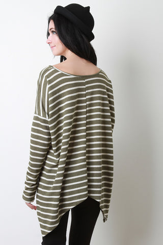 Handkerchief Hem Striped French Terry Top