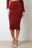 Solid Midi Pencil Skirt