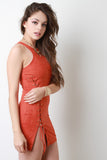 Vent Slit Lace-UP Cutaway Bodycon Dress