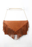 Pointed Fringe Flap Envelope Bag