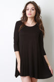 Three Quarter Sleeve Swing Mini Dress