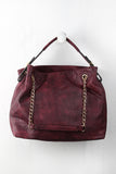 Distressed Sliding Chain Handle Hobo Bag