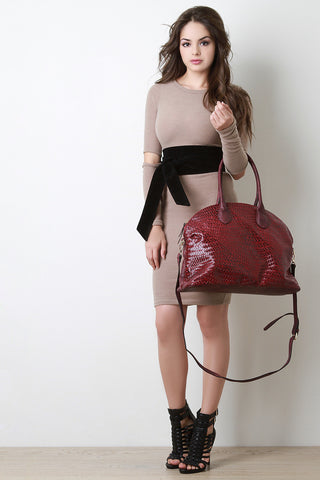 Woven Vegan Leather Dome Bag