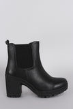 Elastic Gore Round Toe Heeled Ankle Boots