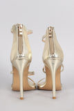 Liliana Metallic Triple Straps Single Sole Heel