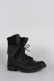 Sweater Cuff Lace Up Combat Ankle Boots