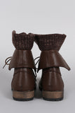 Sweater Cuff Lace Up Combat Ankle Boots