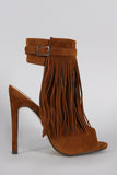 Fringe Peep Toe Stiletto Mule