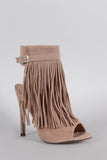 Fringe Peep Toe Stiletto Mule