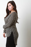 Marled Loose Knit Long Sleeves High Low Top