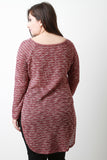 Marled Loose Knit Long Sleeves High Low Top