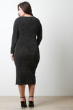 Glitter Textured Pattern Long Sleeves Bodycon Midi Dress