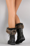 Bamboo Faux Fur Cuff Lace Up Duck Boots