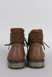 Sweater Cuff Lace Up Combat Booties