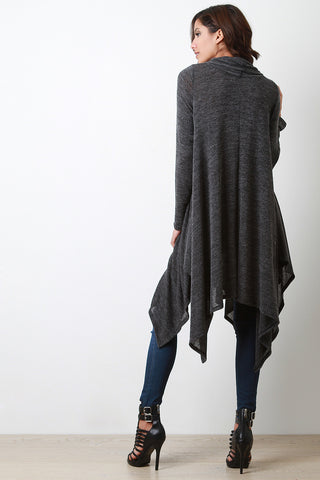 Melange Cowl Neck Handkerchief Maxi Top