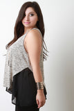 Layered Chiffon Heathered Sleeveless Necklace Top