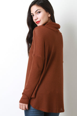 Loose Knit Cowl Neck Sweater Top