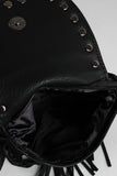 Filigree Pendant Studded Leather Fringe Bag