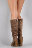 Wild Diva Lounge Suede Faux Fur Cuff Heeled Boots