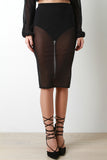 Sheer Mesh Brief Underlay Midi Skirt