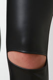 Knees Slit Vegan Leather Tight Leggings