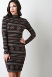 Fair Isle Knit Mock Neck Bodycon Dress