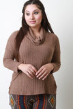 Cowl Neck Long Sleeves High Low Sweater Top