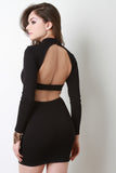 Banded Open Back Mock Neck Dress