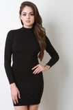 Banded Open Back Mock Neck Dress