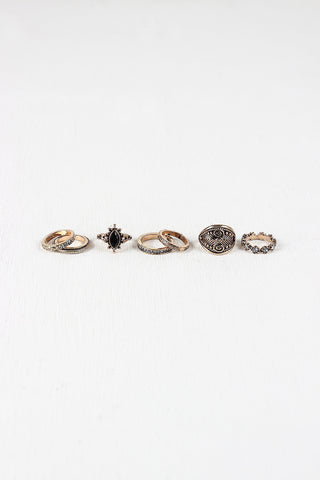 Opposing Swirls Signet Ring Set