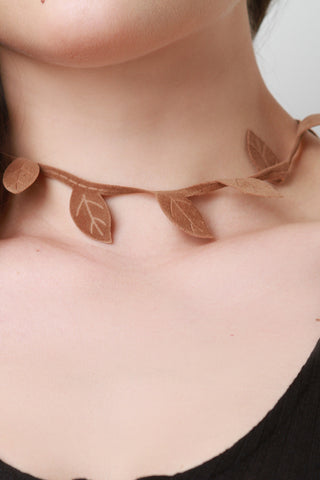 Leaf Faux Suede Necklace