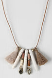 Bone Spike Shape Pendants Tassel Necklace