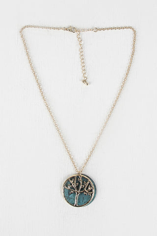 Antique Matte Turquoise Tree Necklace