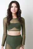 Crisscross Back Mesh Crop Top