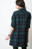 Oversized Boxy Plaid Long Sleeves Button Up Shirt